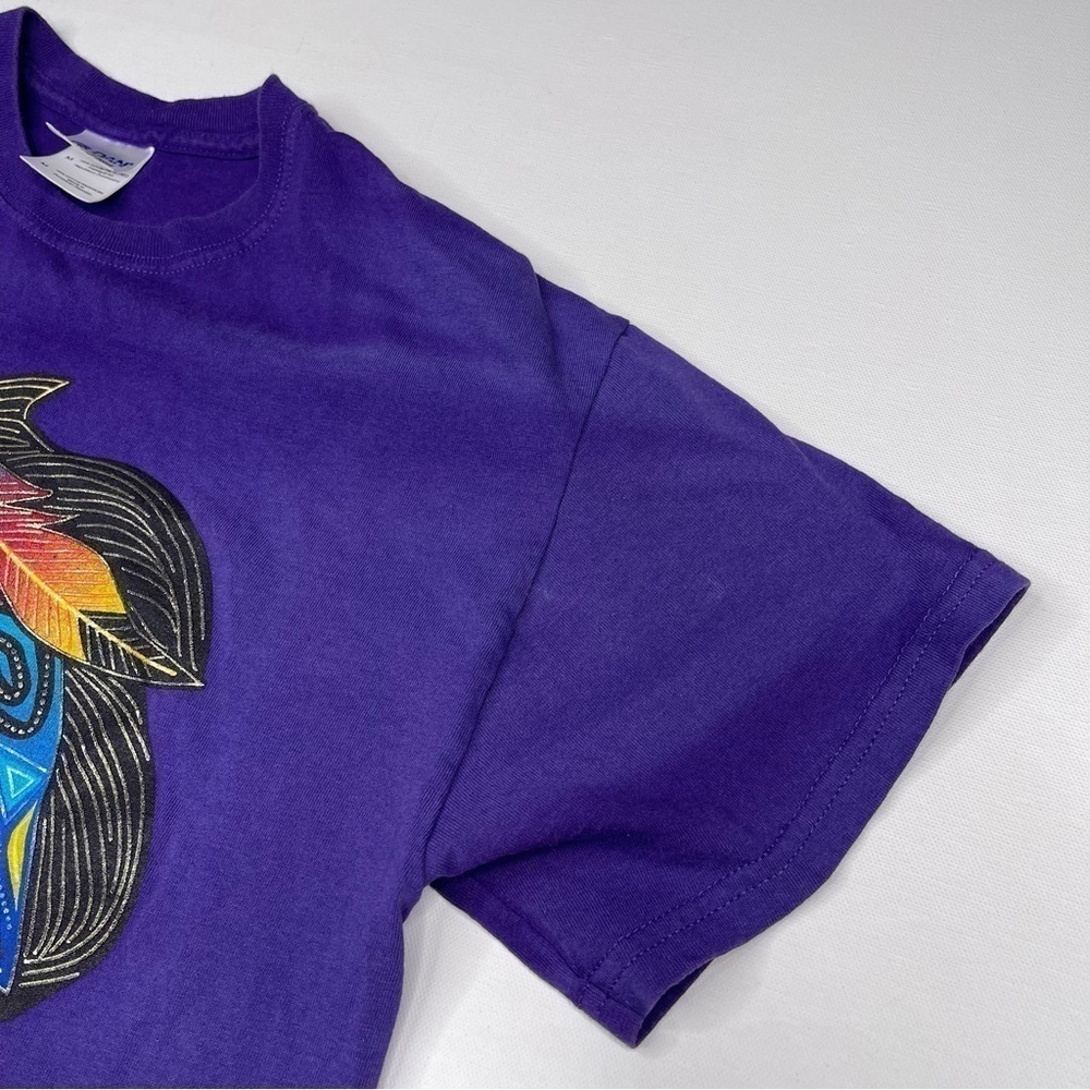 Vintage Gildan Tee Horse Equestrian Tribal Feather Purple Western Southwest - Picture 4 of 13